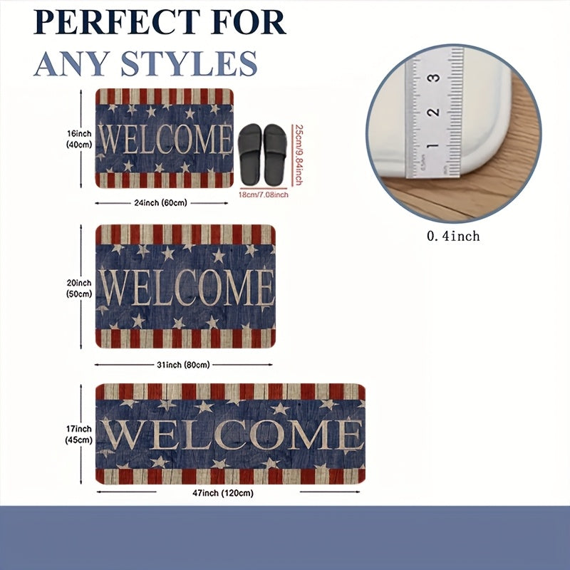 Patriotic Welcome Door Mat – Machine Washable Polyester, National Pride Design, Indoor Runner for Entryway, Bedroom, Kitchen & Bathroom | 18×47 in | Nuvia Haven