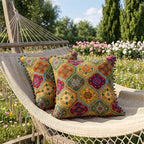 2-Pack Turkish Moroccan Throw Pillows with Inserts Reversible Floral Boho Decorative Pillow 18x18 Inch Polyester Square Cushion Zip Cover for Sofa Couch Bedroom Living Room 7 Colors