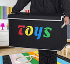 Extra Large Collapsible Storage Box 31.7 Gal with Lid – Foldable Kids Toy Chest Organizer Bin for Boys & Girls, Bedroom, Living Room & Nursery, Sturdy Basket in Black, Beige & Dark Grey