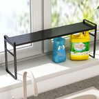 Narrow Tall Shelf Organizer for Kitchen, Windowsill & Bathroom – Stackable Thin Shelves for Narrow Spaces | Scalable Countertop Rack & Window Plant Stand | Black & White