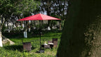 8-Rib 9FT Patio Umbrella with Tilt & Crank – Sun Shade Outdoor Market Umbrella for Patio, Beach & Restaurant, Red & Khaki