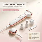 4-in-1 Electric Shaver for Women Rechargeable Grooming Kit Wet Dry Painless Lady Razor for Face Nose Legs Underarm Bikini Trimmer Luxury Gift Set