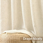 Linen Semi-Sheer Curtains 2 Panels Real Flax Light Filtering Drapes - Boho Farmhouse Window Curtains for Living Room Bedroom, 10 Colors Multiple Lengths Privacy Window Treatment