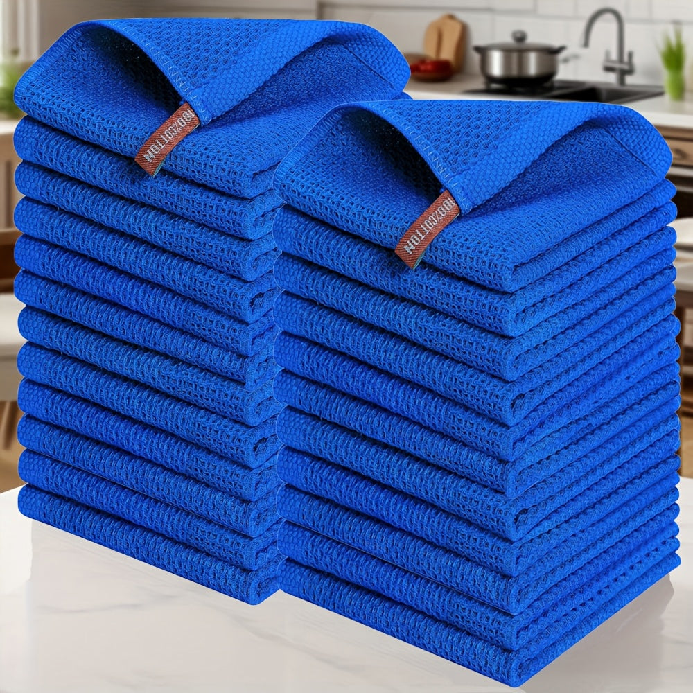 23-Piece Cotton Waffle Weave Kitchen Dish Cloths Set Absorbent Quick-Dry Dish Towels 12x12 Inch Multi-Color Options