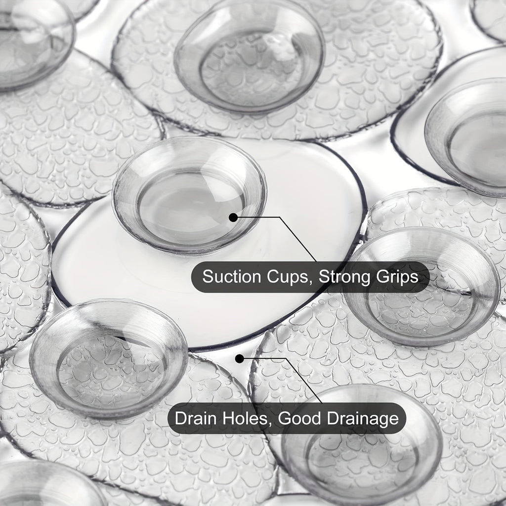 Non-Slip Bathtub Mat 27x14 Inch, Pebble Texture Suction Cup Shower Mat – Double-Sided Anti-Slip Soft PVC Tub Mat for Elderly & Kids, Machine Washable