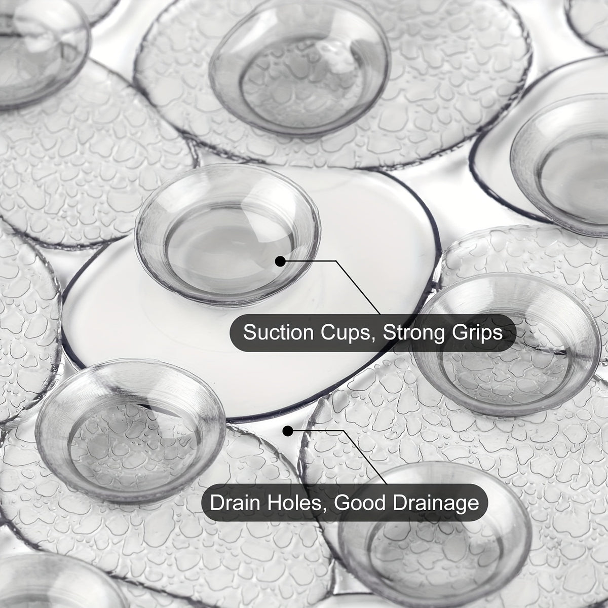 Non-Slip Bathtub Mat 27x14 Inch, Pebble Texture Suction Cup Shower Mat – Double-Sided Anti-Slip Soft PVC Tub Mat for Elderly & Kids, Machine Washable
