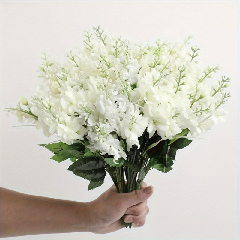 White Hyacinth Artificial Flower Bouquet 35pcs – Realistic Fade-Resistant Faux Flowers for Indoor & Outdoor Weddings, Gardens, Offices & Home Decor, Maintenance-Free Plastic Floral Arrangement, No Container