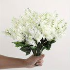 White Hyacinth Artificial Flower Bouquet 35pcs – Realistic Fade-Resistant Faux Flowers for Indoor & Outdoor Weddings, Gardens, Offices & Home Decor, Maintenance-Free Plastic Floral Arrangement, No Container