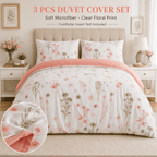Duvet Cover Set Multicolor Floral Print Queen King Twin Full - 3-Piece Soft Breathable Bedding with Pillowcases, Boho Bedroom Decor All-Season