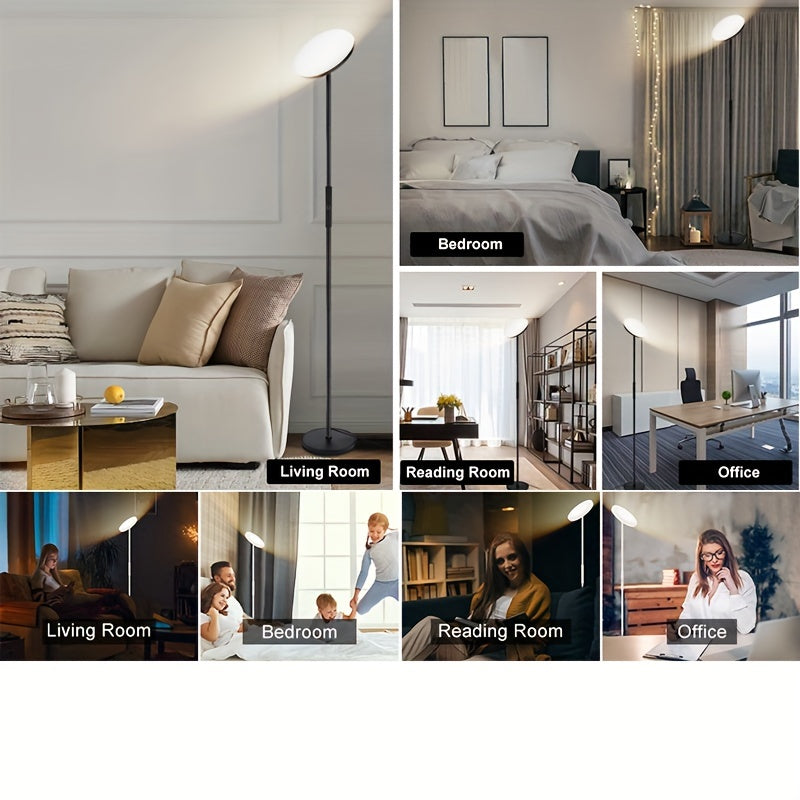 30W LED Torchiere Floor Lamp with Remote & Touch Control - 2400LM 3 Color Temperatures Modern Standing Pole Uplight for Living Room Bedroom Office, Black