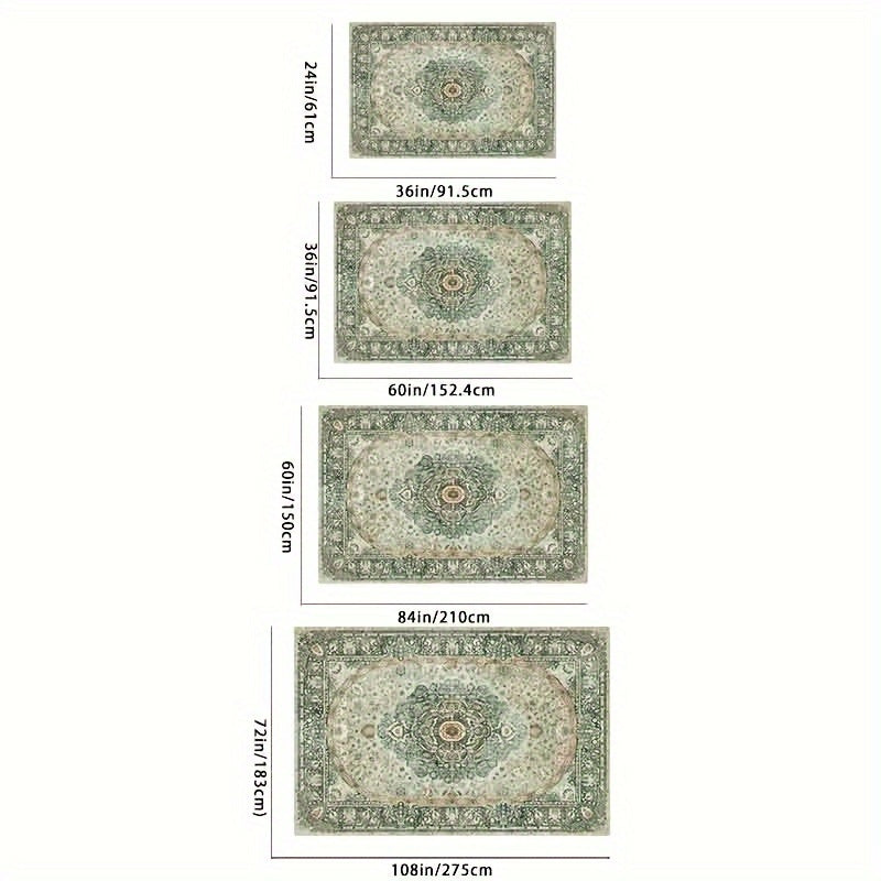 Boho Cashmere-Feel Area Rug Large Washable for Living Room & Dining Room – Soft Anti-Slip Bohemian Carpet for Bedroom & Office, 2 Sizes