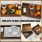 7-Piece Rustic Rectangular Serving Trays with Handles Vintage Elegance Tea Coffee Snack Fruit Dessert Tray Set for Kitchen Living Room