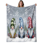 Gnomes Flannel Throw Blanket – Soft Warm Whimsical Print, All-Season Cozy Blanket for Sofa, Bed & Living Room | Halloween & Christmas Decor | 40×50in / 50×60in