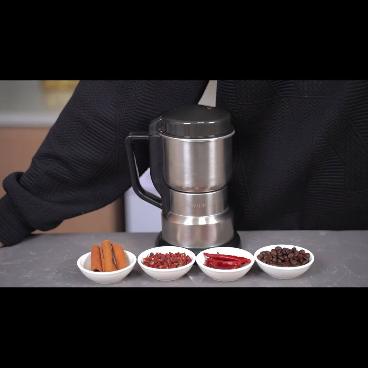 Electric Coffee Bean Grinder 300W 400g/14oz, 8-Blade Stainless Steel, One-Touch Button, Grinds Up to 36 Cups in 10 Seconds – Also for Spices, Grains & Nuts