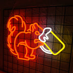 Squirrel Drinking Beer Neon Sign LED Dimmable USB Powered Bar Light for Man Cave Home Bar Pub Cafe Party Wall Decor