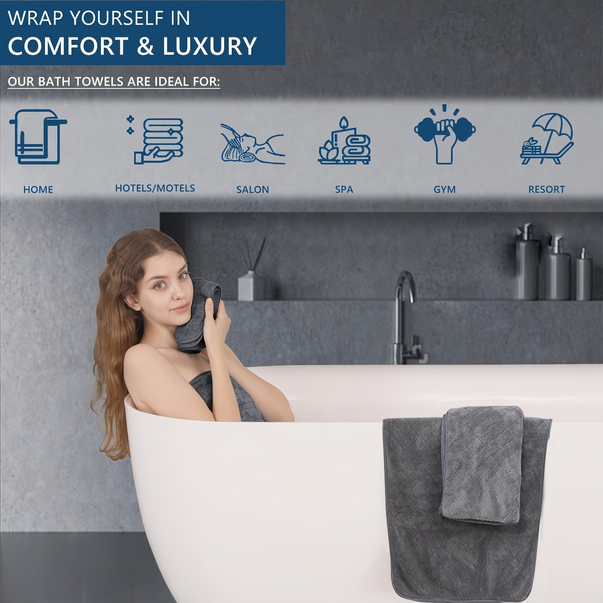 8 Piece Bath Towel Set Oversized – 2 Extra Large Bath Sheets, 2 Hand Towels, 4 Washcloths – Soft, Highly Absorbent, Quick Dry Shower Towels for Bathroom, Hotel, Spa & Beach