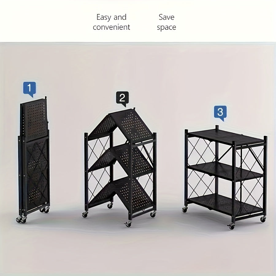 3/4/5-Tier Rolling Storage Rack with Wheels – No Assembly Required Portable Floor-Standing Multi-Layer Shelving Unit for Outdoor, Garage, Kitchen & Home