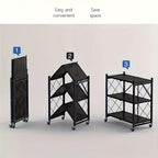 3/4/5-Tier Rolling Storage Rack with Wheels – No Assembly Required Portable Floor-Standing Multi-Layer Shelving Unit for Outdoor, Garage, Kitchen & Home