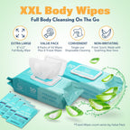 Body Wipes for Adults XL 8x12 Rinse-Free Bathing Wipes 400 Count with Aloe Vera - No-Rinse Disposable Washcloths for Seniors Gym Travel Camping & Caregiving