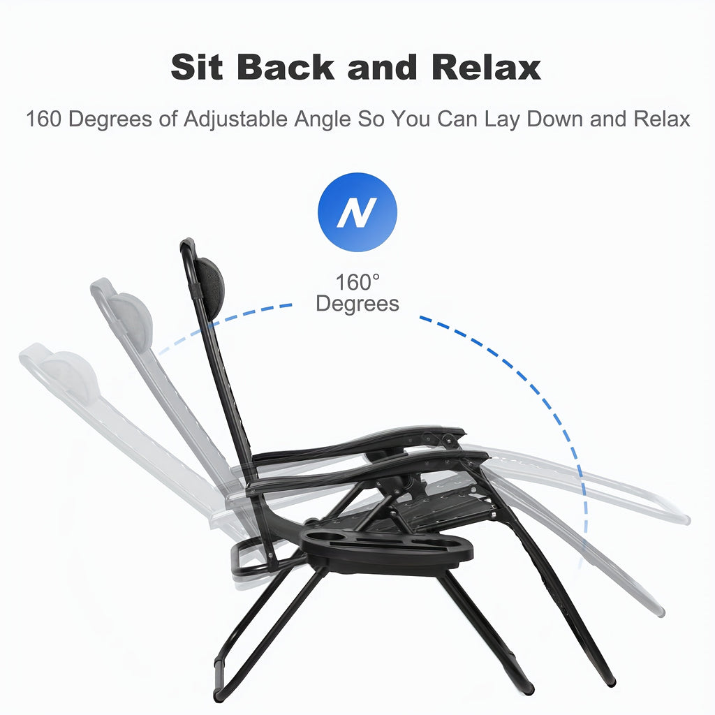 Set of 2 Zero Gravity Recliner Lounge Chairs with Cup Holder Tray – Adjustable Outdoor Relaxing Chairs for Patio, Lawn, Garden & Beach | 7 Color Options