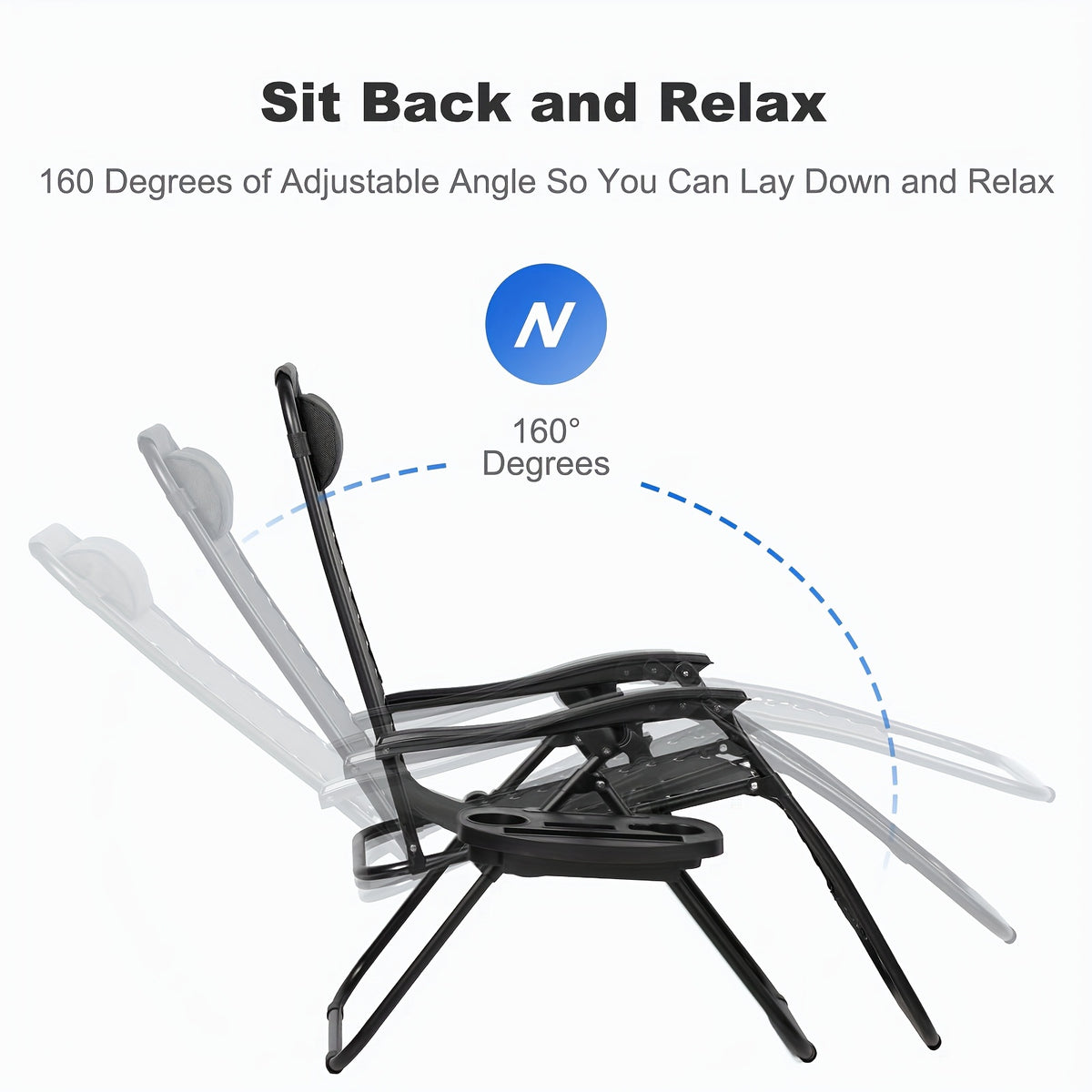 Set of 2 Zero Gravity Recliner Lounge Chairs with Cup Holder Tray – Adjustable Outdoor Relaxing Chairs for Patio, Lawn, Garden & Beach | 7 Color Options