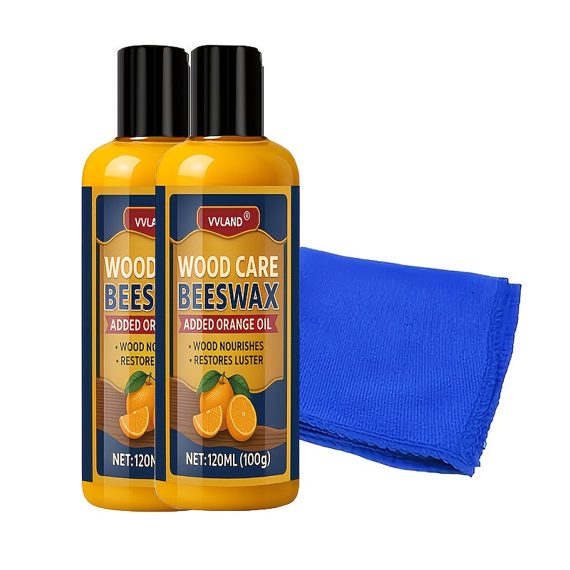 Wood Beeswax Polish Scratch Remover 2 Pack Nourishes Restores Wood Surfaces Floors Furniture Cabinets Cutting Boards Wood Care Wax with Towel