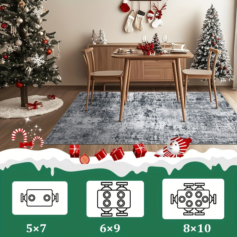Washable Vintage Abstract Area Rug – Non-Slip, Foldable, Ultra-Soft | Gray | 5 Sizes