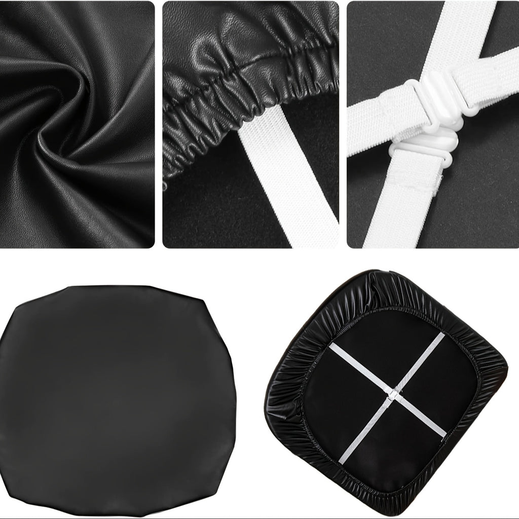 PU Leather Dining Chair Cushion Covers 4/6 Pack – 100% Waterproof Stretch Slipcovers for Parsons Chairs, Removable Machine Washable Seat Protector for Dining Room Kitchen Hotel Home Decor