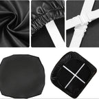 Waterproof Faux Leather Dining Chair Seat Covers 4/6 Pack – Stretch PU Fabric Removable Washable Chair Cushion Slipcovers for Dining Room Kitchen Hotel Home Decor, Hook & Loop Closure