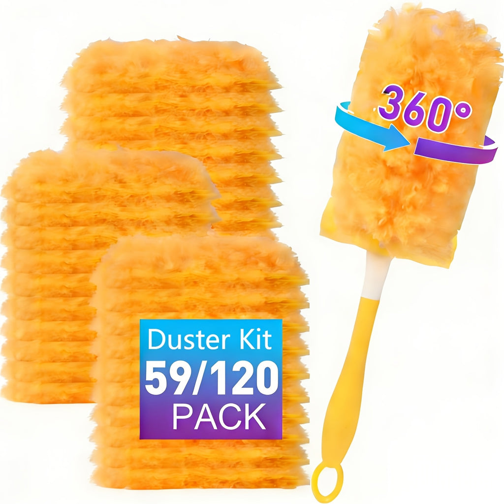 Duster Refills 120/59-Count Compatible with Swiffer Duster 360° Electrostatic Disposable Replacement Heads for Ceiling Fans Blinds Furniture Multi-Surface Unscented Home Cleaning