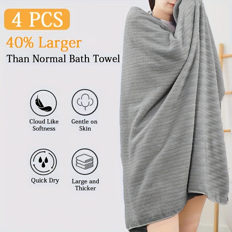 Oversized Bath Towel Set 4 Piece 35x71 Inch – Ultra Soft Quick-Dry Absorbent Microfiber Towels for Bathroom Spa Gym Travel, 10 Colors