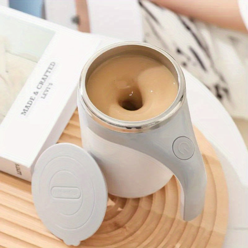 Self Stirring Mug – Electric Magnetic Auto Stirring Coffee Cup in 304 Stainless Steel – Automatic Mix for Coffee, Milk & Protein Shakes – Novelty Gift