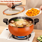 8.45QT Large Capacity Non-Stick Braiser Soup Pot with Twist-Lock Handle – Fast Even Heating, Gas Induction & Fire Pit Compatible for Home Restaurant & Camping