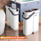 Dual-Bucket Flat Mop and Bucket System with 2025 Floating Scraper – Wash & Dry Separation, Widened Mop Head, Stainless Steel Rod & 4/6 Washable Microfiber Pads for Hardwood, Tile & Wall