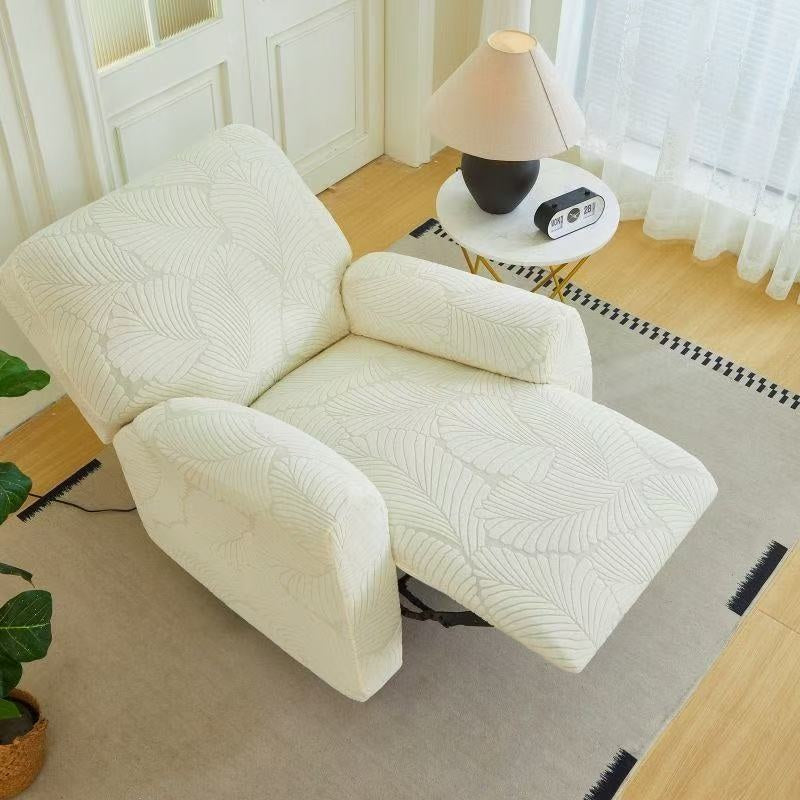 Stretch Jacquard Recliner Cover Large Leaf Pattern Armchair Slipcover Furniture Protector for Living Room Bedroom Office Single Seat Sofa Chair Cover Green Gray Blue
