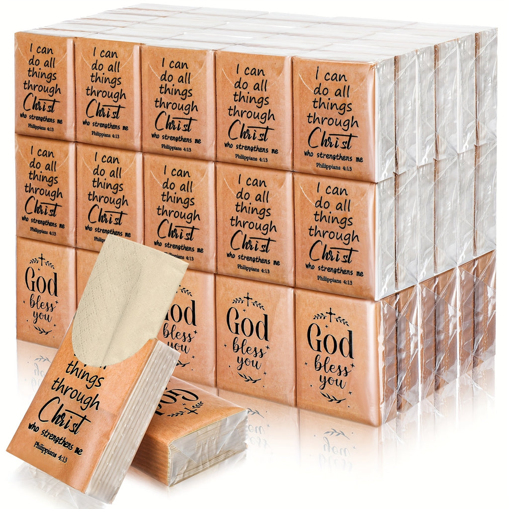 Pocket Tissues 50 Pack Bulk 500 Sheets, 3-Ply Mini Travel Size Individual Tissue Packs for Party Favors, Religious Events, Weddings, Purse & Everyday On-the-Go Use