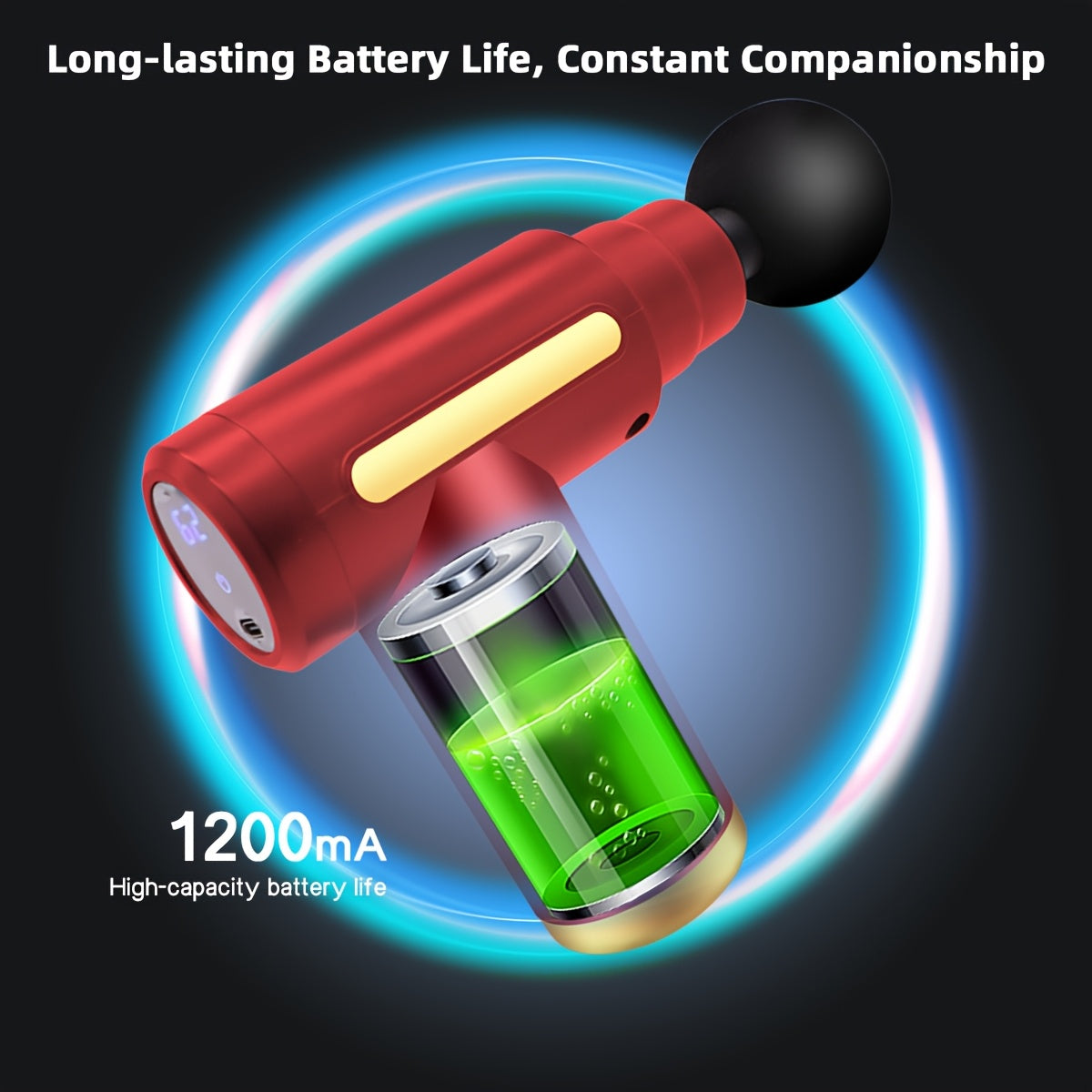 Mini Massage Gun LED Touch Screen 6 Massage Heads Ultra-Quiet Brushless Motor Portable Handheld Muscle Massager for Sports Fitness Recovery Black Gray Red