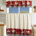 3-Piece Kitchen Curtain Valance & Tiers Set – Semi-Sheer Polyester, Rod Pocket, Machine Washable | Chef, Sunflower & Star Designs | Kitchen, Bedroom & Bathroom | Nuvia Haven