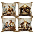 Christmas Pillowcase Set of 4 Farmhouse Holiday Decorative Cushion Covers 18x18 Inch for Sofa Living Room Bedroom Winter Home Decoration (No Pillow Insert)