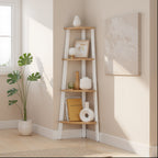 Corner Shelf 4-Tier Ladder Bookshelf & Plant Stand – Industrial Style Space-Saving Corner Shelving Unit for Living Room, Bedroom, Study & Entryway