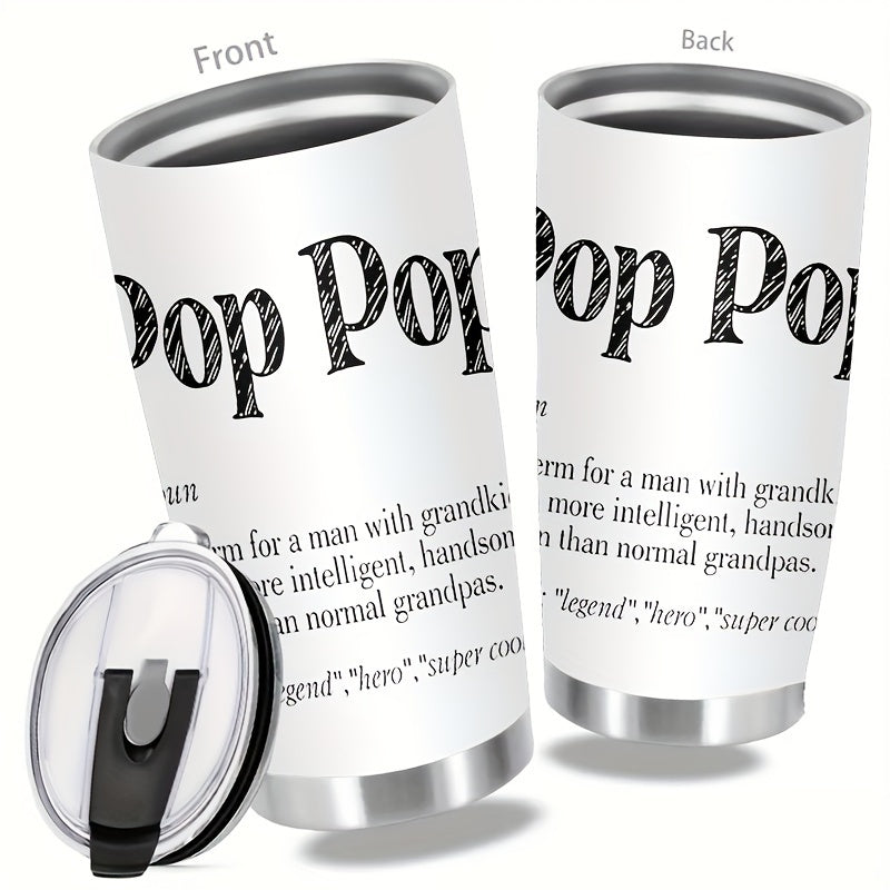 20oz Stainless Steel Travel Mug – Vacuum Insulated Double Wall, Pop-Up Lid, Hot & Cold Drinks, Perfect Gift for Grandpa & Grandfather
