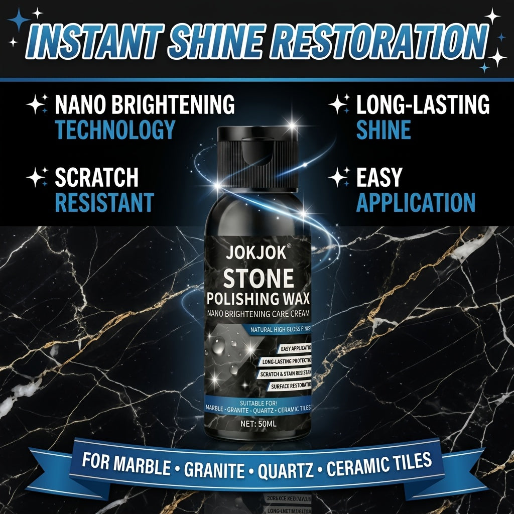 Floor Polishing Wax Paste for Marble Granite Quartz Ceramic Tile | Nano Brightening High Gloss Finish, Scratch Repair & Stain Protection, Long-Lasting Stone Care Polish for Home Floors