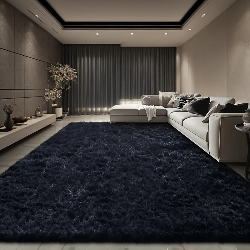 Memory Foam Area Rug Large Black Plush Thick Non-Slip Machine Washable – Soft Rectangular Mat for Bedroom & Living Room – Modern Minimalist Style, Multiple Sizes