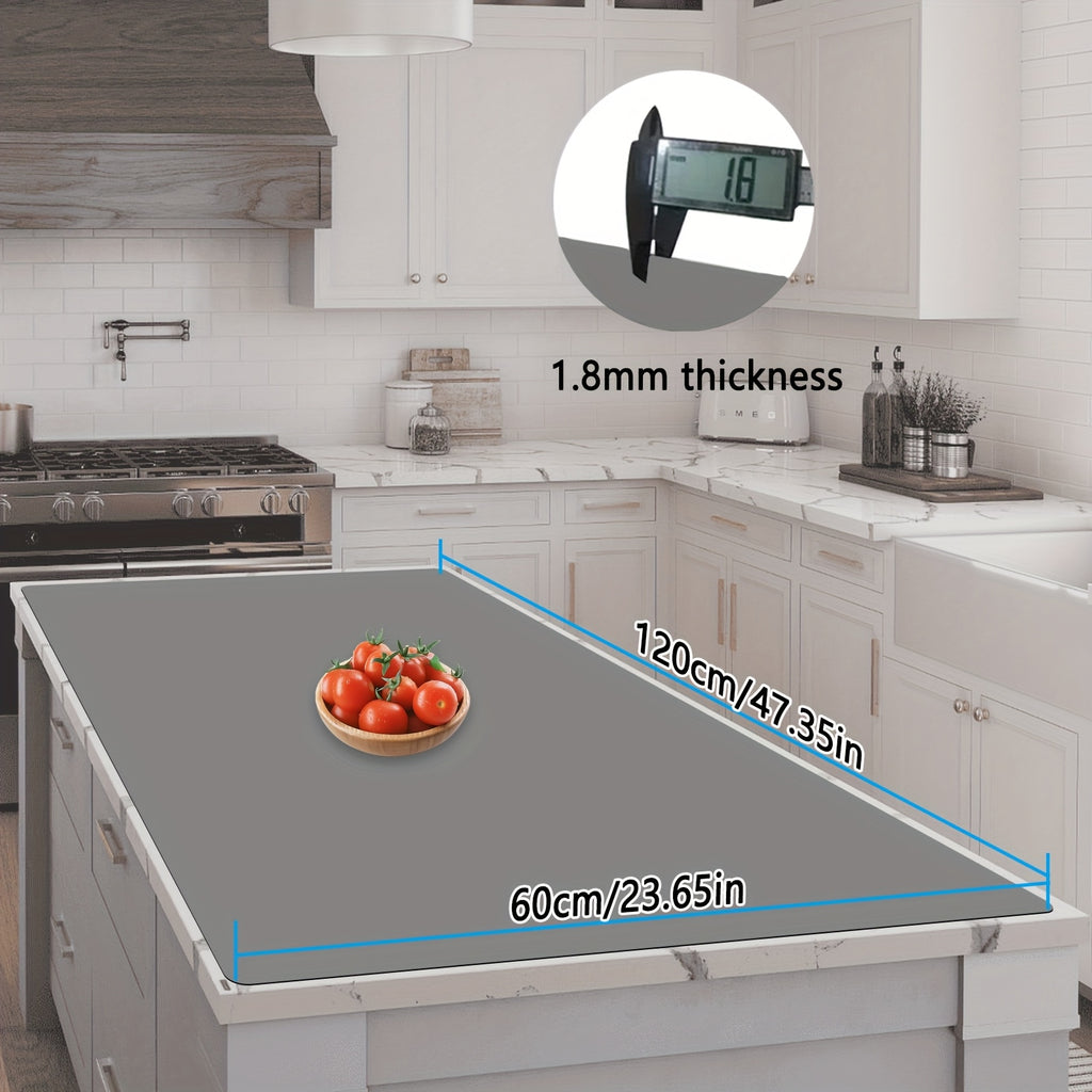 Silicone Kitchen Counter Mat Extra Large, Nonslip Heat Resistant Countertop Protector, Nonstick Waterproof Craft Mat & Table Placemat, Multi-Size in Gray, Black & Translucent