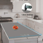 Silicone Kitchen Counter Mat Extra Large, Nonslip Heat Resistant Countertop Protector, Nonstick Waterproof Craft Mat & Table Placemat, Multi-Size in Gray, Black & Translucent