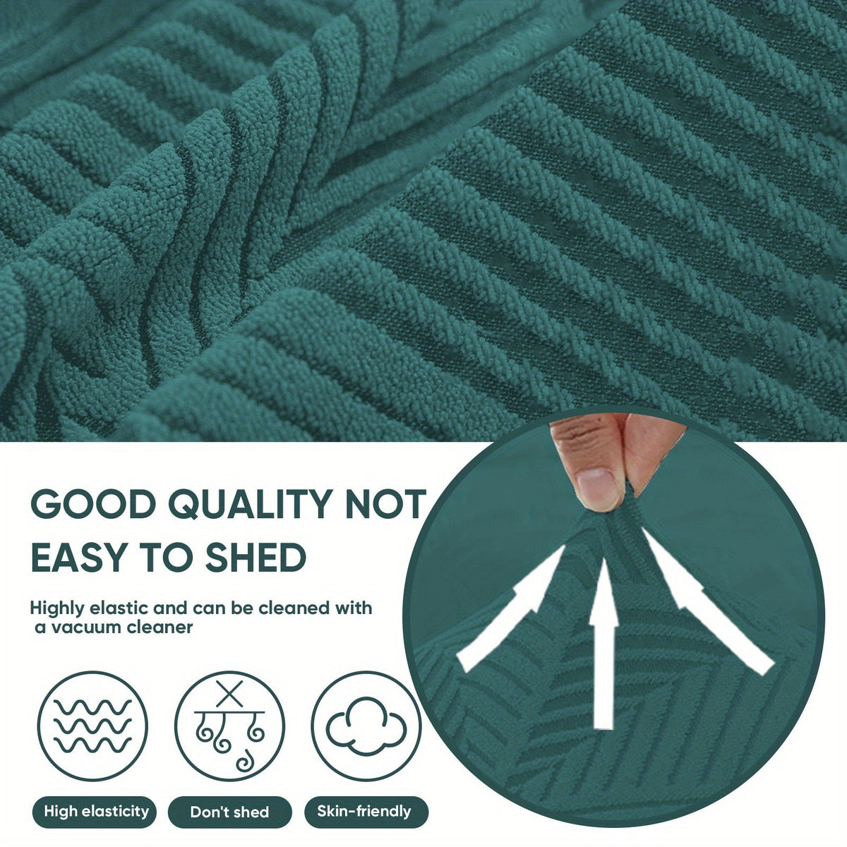 Stretch Spandex Armchair Slipcover with 2 Side Pockets & 2 Armrest Covers, 84% Polyester Jacquard Sofa Cover, Washable Pet Proof Furniture Protector for Living Room & Office, Peacock Blue Green Gray Khaki Coffee