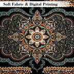 Bohemian Floral Velvet Area Rug Non-Slip Shedding-Resistant Machine Washable 100% Polyester Floor Mat for Living Room Bedroom Kitchen Office Multiple Sizes