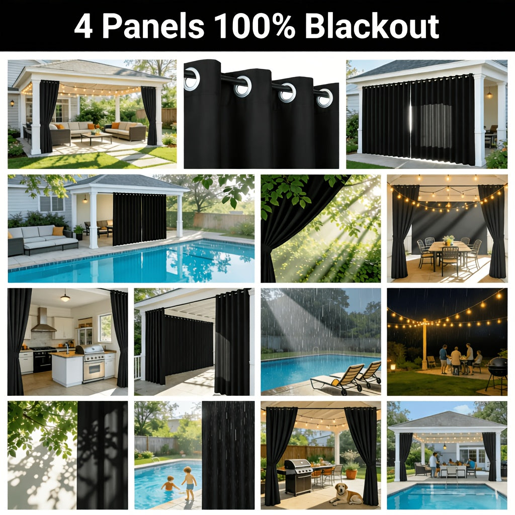 4-Panel Blackout Curtains Set Heat Insulating Noise Reducing Privacy Drapes for Bedroom Living Room Balcony – 6 Sizes 4 Colors
