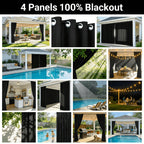 4-Panel Blackout Curtains Set Heat Insulating Noise Reducing Privacy Drapes for Bedroom Living Room Balcony – 6 Sizes 4 Colors