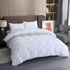 Wedding Duvet Cover Set with Embroidery Pleated Detail – 2 & 3 Piece White Luxury Bedding Set, Twin Full Queen King Sizes, Elegant Bridal Bedroom Décor, No Comforter No Pillow Cores Included